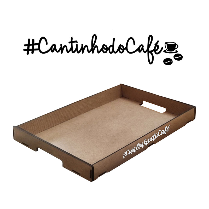 Kit Bandeja MDF Cru e Placa Cantinho do Café Primanto