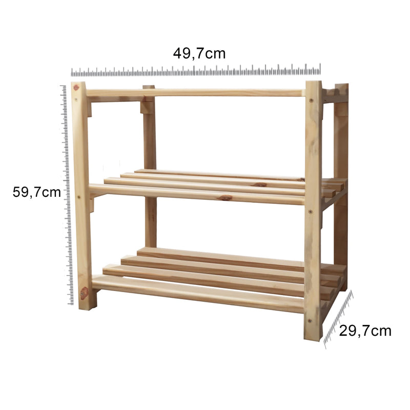 Prateleira Sapateira e Mesa de Canto 3 Andares Madeira Pinus