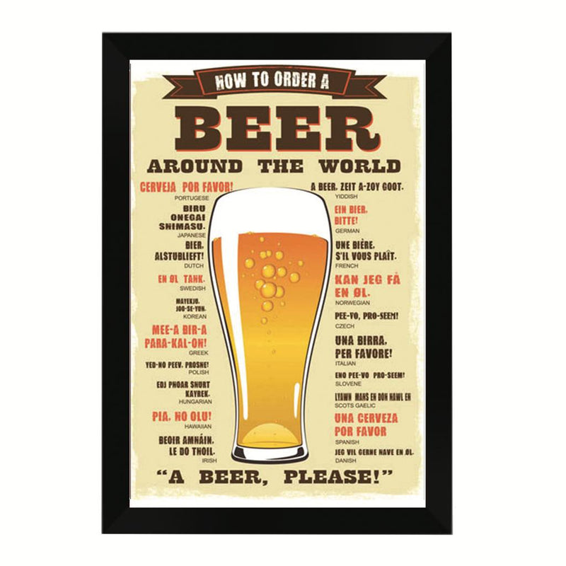 Kit 10 Quadros Placa Decorativa com Moldura Beer - 22x31,5cm