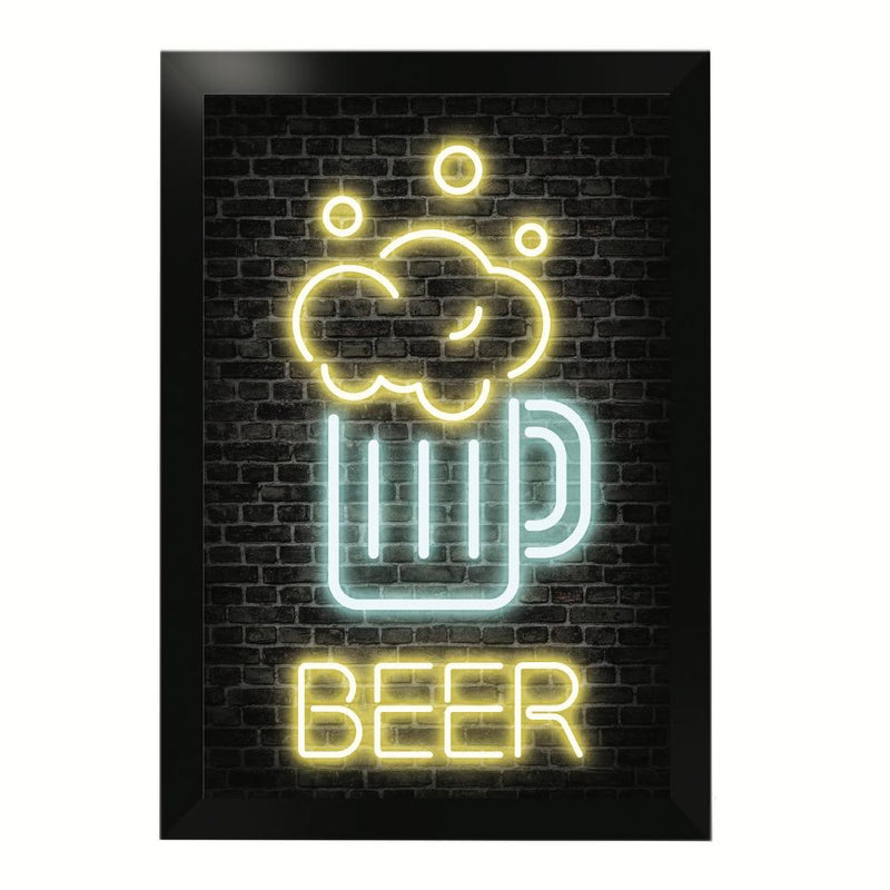 Kit 10 Quadros Placa Decorativa com Moldura Beer - 22x31,5cm